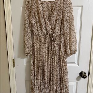 Cream Long Sleeve V-Neck Sundress
